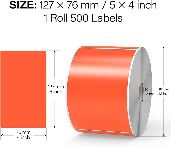 500 Pcs Large Moving Labels for Boxes 3 ×5 Inch Vinyl Self Adhesive Rectangle Stickers Color Coding Labels Waterproof Removable for Storage Bins Classroom Office Warehouse, Fluorescent Red