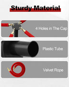 RoadHero Plastic Stanchion Post, Red Carpet Ropes and Poles with Weighted Base, Velvet Rope Barrier for Crowd Control, Party and Movie Theater, 2 PCS