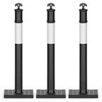 RoadHero 45 Inch Delineator Post with Rubber Base,Heavy Duty Black Traffic Delineator Posts Cones with Reflective Collars for Parking Lots, Road Safety, Construction Events 3 Pack
