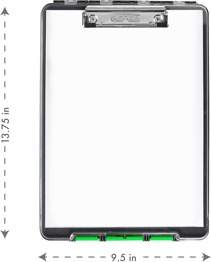 Dexas Clearview Clipcase clipboard13.75 X 9.5 in, Green. See Papers Clearly Outdoors, Stay Organized and Dry. Ideal for Coaching, Teaching, homeschooling, Art, Trades, and Medical pros