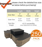 250 Pack 7x6x2'' Small Shipping Boxes, Corrugated Cardboard Mailers for Business, Black (CM762B-250)