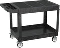 Utility Cart on Wheels, 2 Shelf Heavy Duty Large Flat Top Rolling Cart, 550LBS Capacity Service Cart for Warehouse, Garage, School, Kitchens, Office