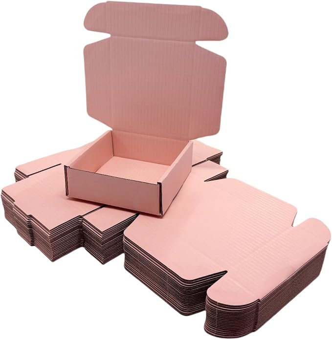 15 Pcs 6 x 6 x 2 inches Corrugated Cardboard Gift Boxes Recyclable Shipping Boxes for Mailing & Holidays, Wedding, Birthday, Gifts Packaging (Powder Pink, 6 x 6 x 2")