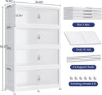 960QT Plastic Stackable Storage Bins with Lid, 240GAL Extra Large Collapsible Box with Wheels Clear Door, Foldable Closet Organizer Container Cabinet Drawer for Home Kitchen，4Pack, White