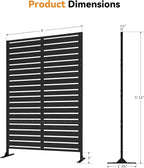 Modern Shade Metal Privacy Screen 72" H x 48" W, Freestanding Decorative Outdoor Privacy Fence Panels for Instant Privacy & Space Division, Patio Screens for Patios Outside Outdoor, Black
