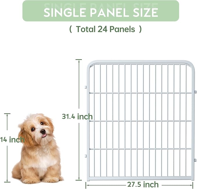 ZXMOTO Decorative White Garden Fence 24 Pack for Pets Dogs 32in (H) x 55ft (L),Metal Wire Fencing Border Animal Barrier,Flower Bed Border for Landscape Patio Yard Outdoor, White