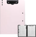 Clipboard Folder, A4 Foldable Clipboard with Horizontal and Vertical Double Metal Clips, 360 Degree Foldable Binder Clipboards with Pen Holder, File Cover Work Folder Clipboards, Pink