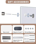 Mifuro Magnetic Glass Whiteboard，48"x36" Wall Mounted Frameless Dry Erase Board for Office, Home & School Ultra White