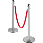 VEVOR Stanchion Post with Velvet Ropes, 6-Pack Crowd Control Stanchion with 3PCS 5FT Red Velvet Ropes, Stainless Steel Queue Barrier Line Divider with Ball Top for Events, Museums, Parties