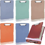 Crtiin 6 Pcs Plastic Clipboard with Storage Colored A4 Nursing Holder Heavy Duty Waterproof Storage Clipboard Folder for Office School Nurses Teacher Essentials (Multicolor)