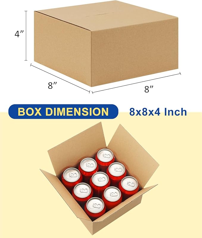 40-Pack-Small-Shipping-Boxes-8x8x4, Corrugated-Cardboard-Boxes-for-Packaging-Small-Business, Brown-Boxes-Mailers
