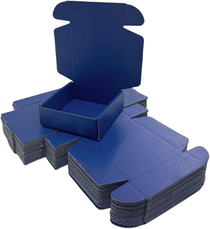 50 Pcs 6.3 x 6 x 1.6 inches Shipping Boxes for Small Business Cardboard Corrugated Mailer Boxes for Shipping Packaging Holidays Craft Gifts Giving Products (Industrial Blue, 6.3 x 6 x 1.6")
