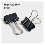 U Brands Binder Clips, Micro 1/2-Inch Width, 1/5-Inch Paper Holding Capacity, Black and Silver Steel, 100-Count - 650U08-24