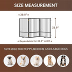 3 Panels Full Metal Freestanding Dog Gates, 60” W x 32” H Folding Pet Gate Fence with Support Feet for Indoor,Stairs, Hallways and Doorways(Black)