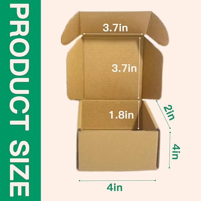 4x4x2 Inch Small Shipping Boxes Pack of 100, Brown Corrugated Cardboard Mailer Boxes for Packing Mailing Small Business Gift Packing