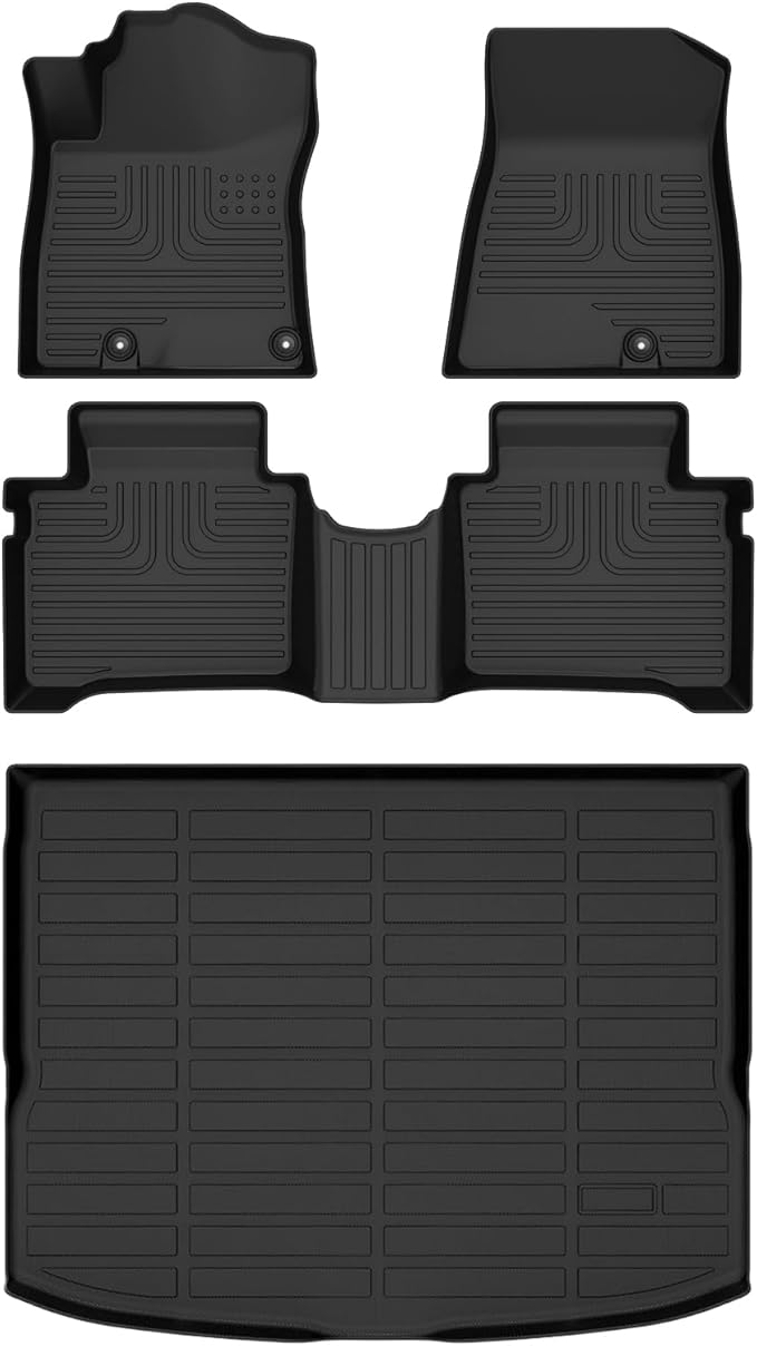 HAFIDI® Floor Mats & Cargo Liner Set Fit for 2023 2024 2025 Kia NIRO & NIRO Hybrid (Not for NIRO EV &NIRO PHEV) All Weather Protection TPE Anti-Slip Car Full Set Floor Liners Custom Accessories -Black