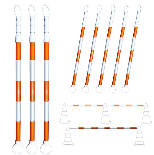 BESEA 8pack Traffic Cone Bar 4 to 9FT Retractable Bars Perfect for Driveway Parking Lot Control Site and Other Public Places