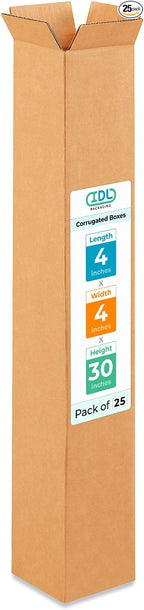 Tall Moving & Shipping Boxes 4"L x 4"W x 30"H (25-Pack) - Extra Strength 200 lb vs Regular - Corrugated Durable Boxes for Packaging Moving - Tall Cardboard Box - Box for Shipping by IDL Packaging