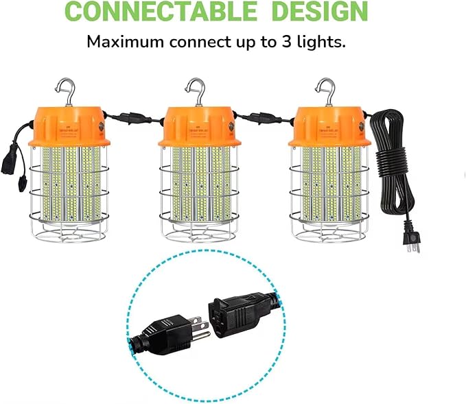 400W LED Temporary Work Light,Portable Hanging Construction Work Light,5000K 56000LM,with ON/Off Button & Hook Jobsite Lighting