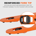 Tory Carrier Pallet Jack 5500 Lbs Capacity 48" Length x 21" Width Forks Standard Duty Pallet Trucks, Hand Truck, Manual Pallet Jack, Orange