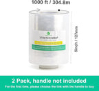 BOMEI PACK Plastics Industrial Mini Stretch Wrap Film Replacement 5" x 1000ft Roll, 80 Gauge for Moving, Packing Wrap Industrial Strength- Self Adhering Packaging Heavy Duty, 2 Pack
