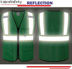 Reflective Safety Vest for Men Women with Multiple Pockets High Visibility Mesh Vest Hi Vis Construction Work Vest,Meets ANSI/ISEA Standards(EK1-178-Green-S)