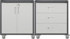 Metal Tool Cabinet,Garage Storage Cabinet System,Wall Cabinet & Locking Rolling Tool Cabinet with Doors and Adjustable Shelves,Steel Tool Cabinets for Home (2 Pcs-StyleC, Black & Grey)