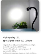 Gooseneck LED Light, Clamp Gooseneck Light 900 Lumen 120 Volt Fixed with C Clamp Industrial Work Lamp for Machine Tools and Lathe