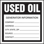 Accuform Signs MHZW34PSC Adhesive Coated Paper Hazardous Waste Label, Used Oil", 6" Length x 6" Width, Black/White (Pack of 100)