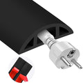 MYFAMIREA 5FT Floor Cord Cover for Wire Self Adhesive Cable Cavity Management PVC Extension Cord Hider Power Floor Wire Protector Cover Prevent Cable Trip for Office Home Outdoor (Black, 1.97'')