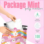 10x13 Poly Mailers – Groovy Daisy – Waterproof, Tear-Resistant Shipping Bags with Adhesive Seal – 100 Pack – Package Mint
