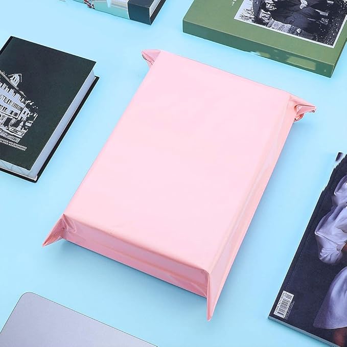 50 Pack Pink Poly Mailers, 10. 2x6. 7 Inches Plastic Self-adhesive Shipping Bags, Heavy Duty Packing Mailing Bags for Small Business