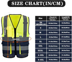 High Visibility Safety Vest with 4 Reflective Strips 7 Pockets,Yellow&Navy 6XL-8XL