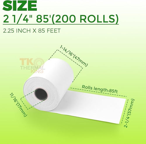 (200 Rolls) 2 1/4" x 85' Thermal Paper, POS Receipt Paper for Retail Business Cash Register, Fits Most Credit Card Terminal