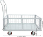 4-in-1 Platform Truck Cart, Foldable Hand Truck with Cage, Heavy Duty Platform Truck Cart with Casters for Laundry/Groceries/Garage/Warehouse, 2200 lbs Capacity