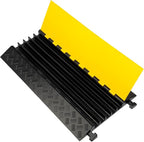 VEVOR 5 Channel Cable Protectors Extreme Rubber Cable Ramps Heavy Duty Protective Cable Wire Cord Ramp Driveway Rubber Traffic Speed Bumps Cable Protector (5-Channel, 1Pack-18000Lb)