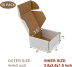 50 Pack 4x4x2 Inches Small Shipping Boxes, White Corrugated Cardboard Boxes, Moving Mailing Packing Box
