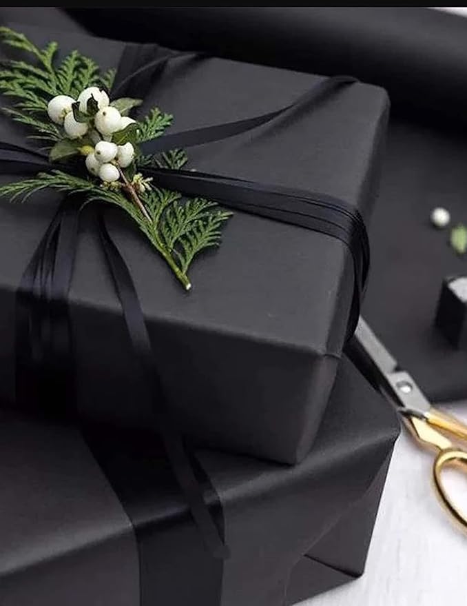 Kraft Paper Roll 48" x 98ft, Black Craft Paper 80GMS for Gift Package/Bouquet Flower Wrapping/Kids Arts Drawing/Bulletin Board/DIY/Box Moving Filler/Shipping Supplies/Table Cover, Unwaxed & Uncoated