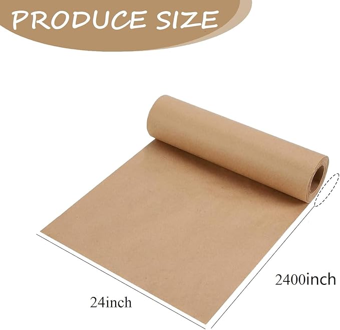 Brown Wrapping Paper Roll 24"x 2400" Craft Packing Paper for Moving Shipping, Gift Wrapping Paper, Bulletin Board Kraft Paper for Table Covering Poster Paper