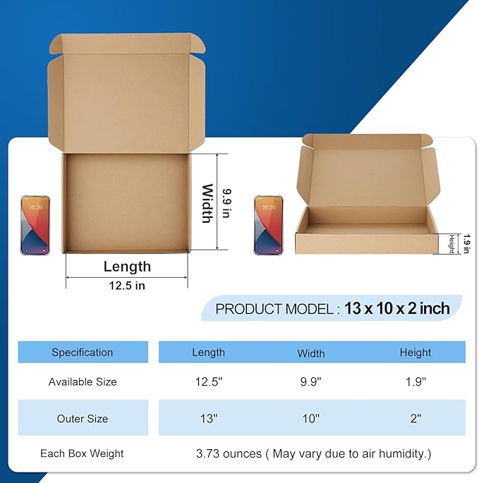 Famagic Shipping Boxes 13x10x2 Inch 30 Pack Brown Small Box Corrugated Cardboard Mailers Boxes for Book Gift Packaging Small Business, Mailing Boxes for Shipping