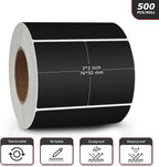 Black Rectangle Stickers 3 x 2 Inch Color Coding Labels Vinyl Roll Self-Adhesive Waterproof Removable 500 PCS