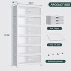 720QT Extra Large Stackable Storage Bins with Lid, 180Gal Collapsible Closet Organizer Box with Wheels, Folding Plastic Storage Cabinet with Doors for Home Kitchen Office Dorm, 6Pack White