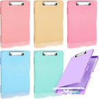Crtiin 6 Pcs Plastic Clipboard with Storage Colored A4 Nursing Holder Heavy Duty Waterproof Storage Clipboard Folder for Office School Nurses Teacher Essentials (Fresh Color)