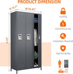 Metal Storage Locker, 72" inch Tall Employee Locker with 3 Doors for Employees School Hospital Garage Gym Home Office with Hooks Requires Assembly (Dark Gray)