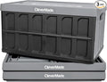 CleverMade Collapsible Storage Bins with Lids - Stone 3 Pack 46L - Plastic Containers Stackable Organization Crates Home Closet Space-Saving Durable