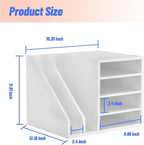 Wood Desk Organizer File Holder, Wooden Mail Organizer Countertop with Adjustable Compartments, Desktop File Organizer Paper Sorter for Home, Office and School, Envelope Organizer, White