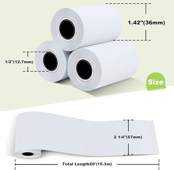 MFLABEL 2 1/4" x 50' Thermal Receipt Papers, 10 Rolls per Carton, 48g Weight, Biodegradable, Coated, POS Cash Register Paper