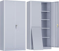 Greenvelly Metal Garage Storage Cabinet with 2 Doors and 4 Adjustable Shelves, 72”H Steel Lockable Storage Cabinet,Tall Metal Cabinet Locking File Cabinet for Office,Home, Garage, Gym, School