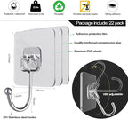 ZESLMG Large Adhesive Hooks for Hanging Wall, 22 Pack Self Sticky Hooks Heavy Duty 22lb Clear, Removable Shower Hook No Damage for Towel Key Coat Wreath Picture Outdoor Bathroom Kitchen, Waterproof