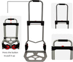 LEADALLWAY Dolly Cart Folding Hand Truck and Dolly,Steel Portable Cart with Telescoping Handle and Nylon+Rubber Wheels 220 lb Capacity
